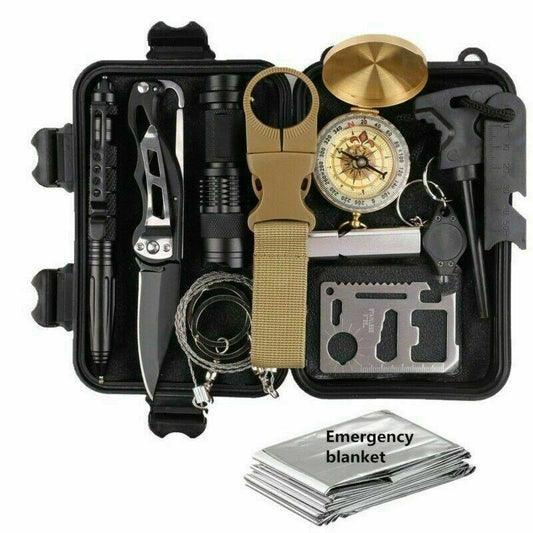 14 in 1 Outdoor Emergency Survival And Safety Gear Kit Camping - Techope